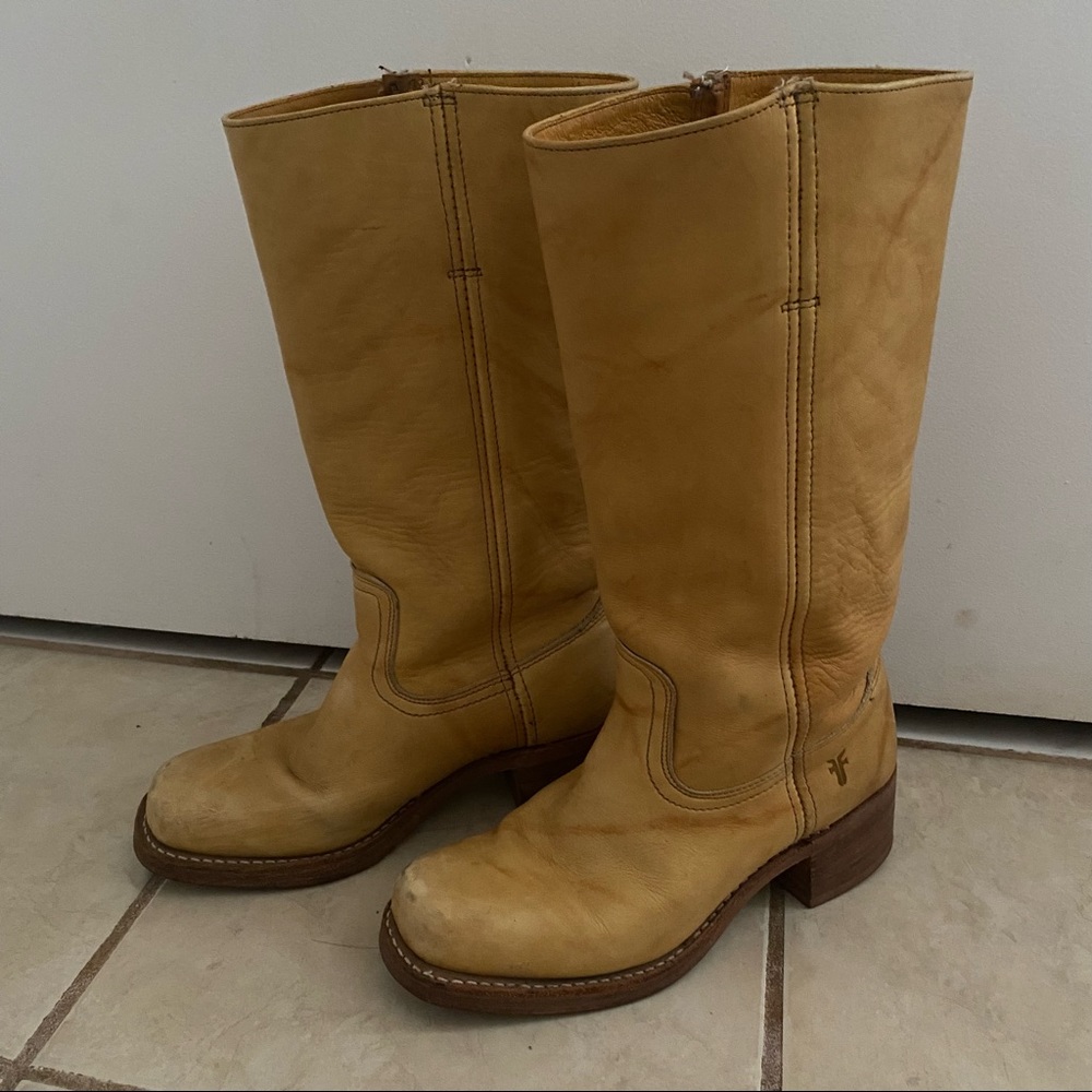 Rate vintage Frye campus 14L leather boots in banana